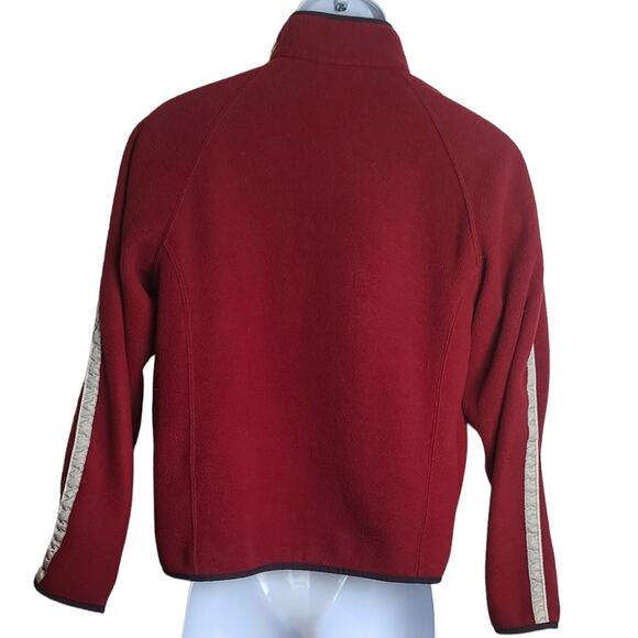 VTG Y2K Nike Burgundy Fleece Jacket w/ Reflective Stripe Men's  M - Picture 3 of 7